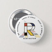 С het fascineren van neoplasticisme Art Monogram. Ronde Button 5,7 Cm (Voorkant /achterkant)