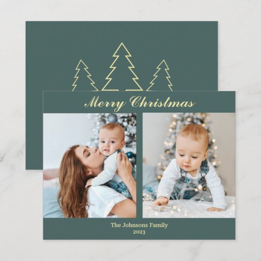 С hristmas fotokaart mint turquoise & vanilla feestdagenkaart (Voorkant / Achterkant)