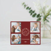 С hristmas fotokaart rood wit minimalistisch feestdagenkaart (Staand voorkant)