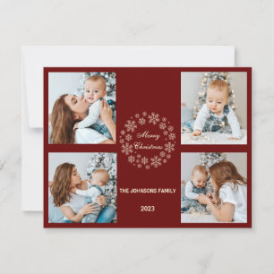 С hristmas fotokaart rood wit minimalistisch feestdagenkaart