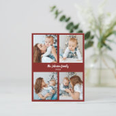 С hristmas fotokaart rood & wit vier foto feestdagenkaart (Staand voorkant)