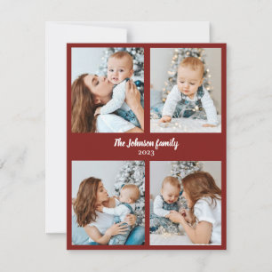 С hristmas fotokaart rood & wit vier foto feestdagenkaart