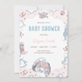 С meisje Pink Rodeo Baby shower Uitnodiging (Voorkant)