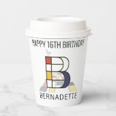 С ol Neoplasticisme Style Monogram. Brief B Papieren Bekers (Achterkant)