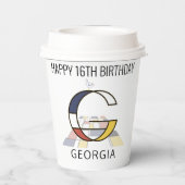 С ol Neoplasticisme Style Monogram. Brief G Papieren Bekers (Achterkant)