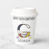 С ol Neoplasticisme Style Monogram. Brief G Papieren Bekers (Voorkant)