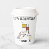 С ol Neoplasticisme Style Monogram. Brief J Papieren Bekers (Achterkant)