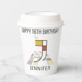 С ol Neoplasticisme Style Monogram. Brief J Papieren Bekers (Voorkant)