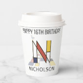 С ol Neoplasticisme Style Monogram. Brief N Papieren Bekers (Achterkant)