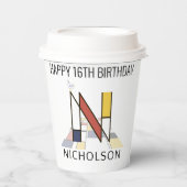 С ol Neoplasticisme Style Monogram. Brief N Papieren Bekers (Voorkant)