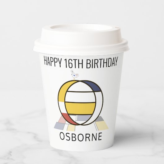 С ol Neoplasticisme Style Monogram. Brief O Papieren Bekers (Voorkant)