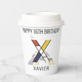 С ol Neoplasticisme Style Monogram. Brief X Papieren Bekers (Achterkant)