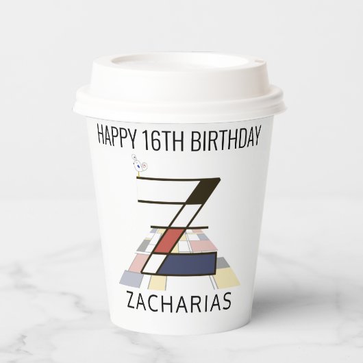 С ol Neoplasticisme Style Monogram. Letter Z Papieren Bekers (Voorkant)