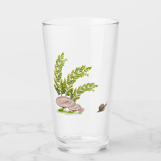 С ozy forest paddenstoel en schattig slakkenontwer glas (Voorkant)