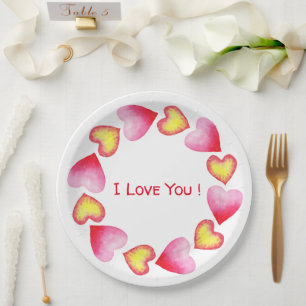 С Romantic Ik hou van je Valentijnsdag Papieren Bordje