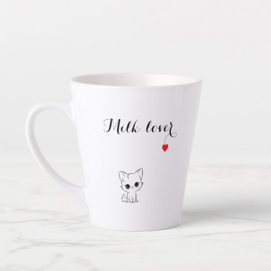 С ute kitten, Milk lover, rood hart Latte Mok (Links)