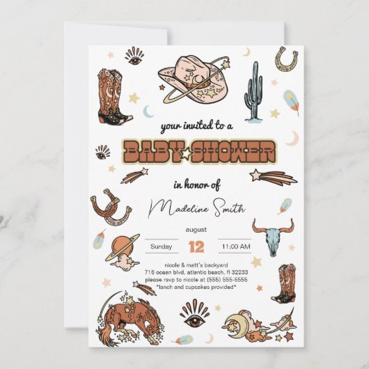 С Westerne Rodeo Baby shower Uitnodiging (Voorkant)