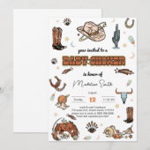С Westerne Rodeo Baby shower Uitnodiging (Voorkant / Achterkant)