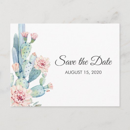 Сactus & succulent. Moderne botanische Save the Da Briefkaart (Voorkant)