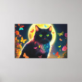 Сbij vlinder maan bloemen gloeien kleurrijke vlieg canvas afdruk (Voorkant)