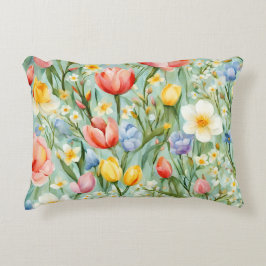 СKleurrijk lente bloemenveld. Schilderen Accent Kussen