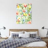 СKleurrijk lente bloemenveld. Schilderen Canvas Afdruk (Insitu (Slaapkamer))