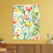 СKleurrijk lente bloemenveld. Schilderen Canvas Afdruk (Insitu (Woonkamer))