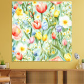СKleurrijk lente bloemenveld. Schilderen Canvas Afdruk (Insitu (Woonkamer))