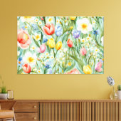 СKleurrijk lente bloemenveld. Schilderen Canvas Afdruk (Insitu (Woonkamer))
