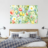 СKleurrijk lente bloemenveld. Schilderen Canvas Afdruk (Insitu (Slaapkamer))