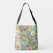 СKleurrijk lente bloemenveld. Schilderen Crossbody Tas (Achterkant)