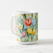 СKleurrijk lente bloemenveld. Schilderen Koffiemok (Voorkant links)