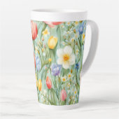 СKleurrijk lente bloemenveld. Schilderen Latte Mok (Rechterhoek)