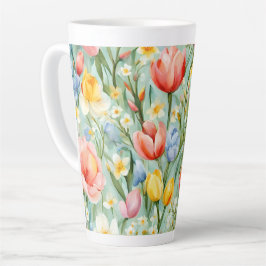 СKleurrijk lente bloemenveld. Schilderen Latte Mok