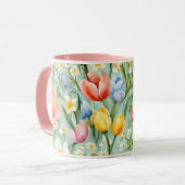 СKleurrijk lente bloemenveld. Schilderen Mok (Voorkant links)