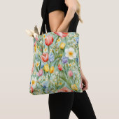 СKleurrijk lente bloemenveld. Schilderen Tote Bag (Dichtbij)