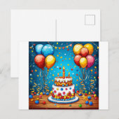 Сkleurrijke verjaardagsballonnen briefkaart (Voorkant / Achterkant)