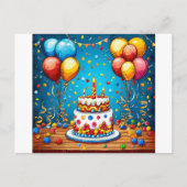 Сkleurrijke verjaardagsballonnen briefkaart (Voorkant)