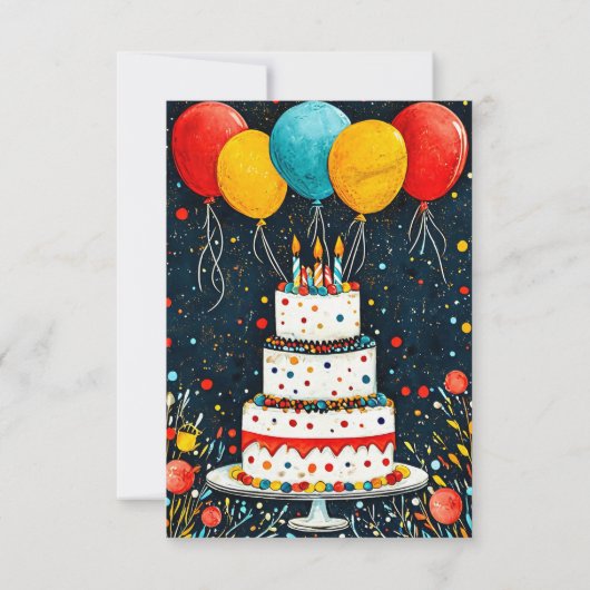 Сkleurrijke verjaardagsballonnen save the date (Achterkant)