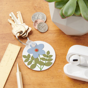 СLeuke eenvoudige blauwe bloem Sleutelhanger