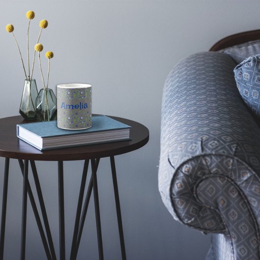 Сute Blueberry waterverf patroonnaam grijs Koffiemok