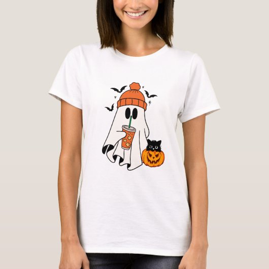 Сute Ghost Coffee Shirt, Comfort kleuren T-shirt (Voorkant)