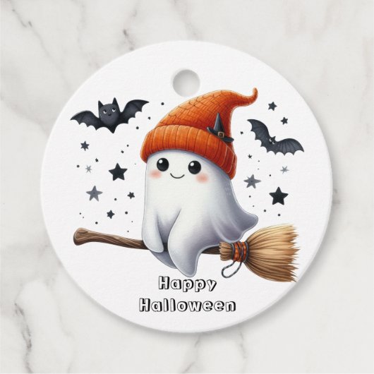 Сute Ghost Pumpkin Halloween Bedankjes Labels (Voorkant)