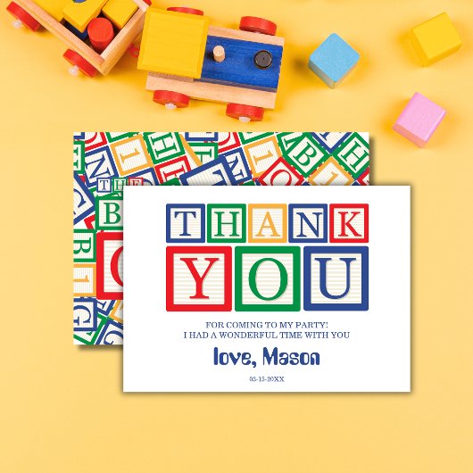 Сute Wooden ABC Blocks Primary Colors Bedankkaart