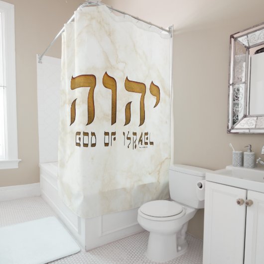 י ה ו Yehweh Jehovah God Tetragrammaton Douchegordijn (In situ)