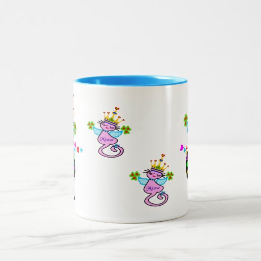 ♥ ت☘Ierse Swanky Queen-Cat Fabulous Classic Tweekleurige Koffiemok (Center)