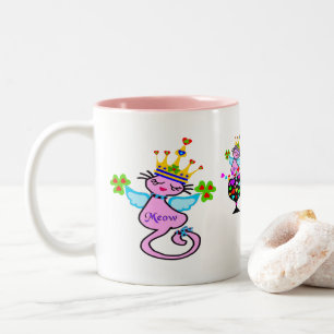 ♥ ت☘Ierse Swanky Queen-Cat Fabulous Classic Tweekleurige Koffiemok