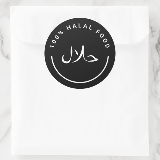 حلال Zwart 100% Halal Voedsel Ronde Stickers (Tas)