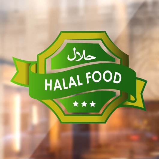 ح ل ا Halal Food Business Window Sign. Sticker Dec (Vel 2)