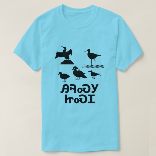 Ꭿ Ꮝ Ꮵ Ꮖ - vogel in Cherokee blauw T-shirt (Design voorkant)